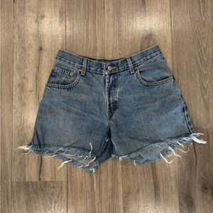 Levi's Blue Frayed Jean Shorts